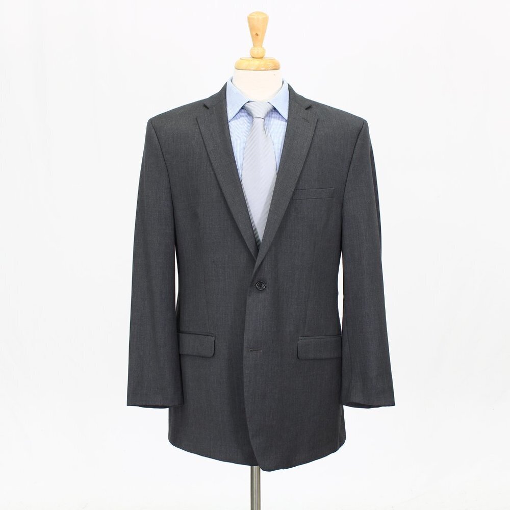 Joseph Abboud 44L Gray Solid 2-Button Sport Coat Blazer Jacket B360